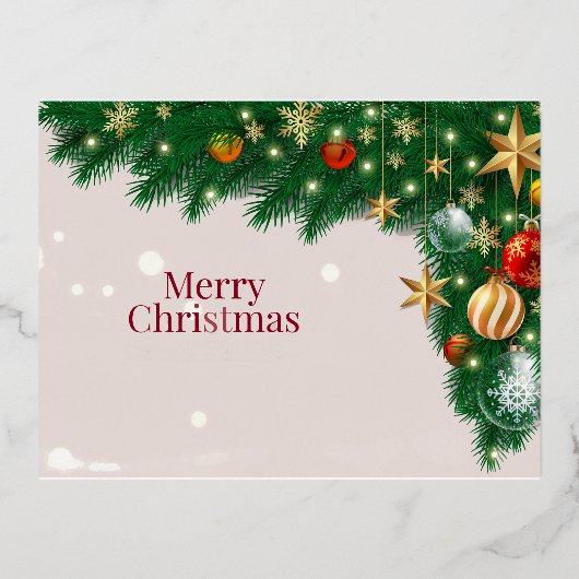 Prettig kerstfeest folie feestdagen briefkaart (Voorkant)