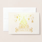 Prettig kerstfeest folie kaarten (Voorkant met envelop)