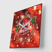 Prettig kerstfeest fonkel en schitter vierkante klok (Hoek)