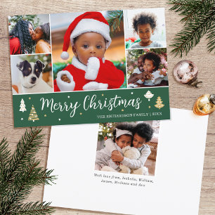 Prettig kerstfeest Foto Collage Bomen Groen Feestdagenkaart