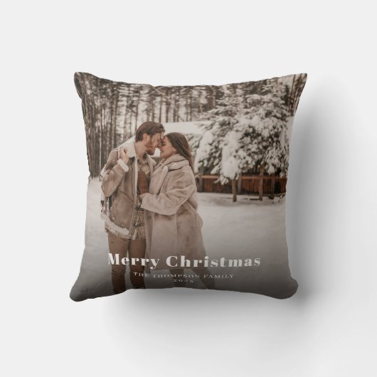 Prettig kerstfeest Foto Donker Schemerig Kussen (Achterkant)