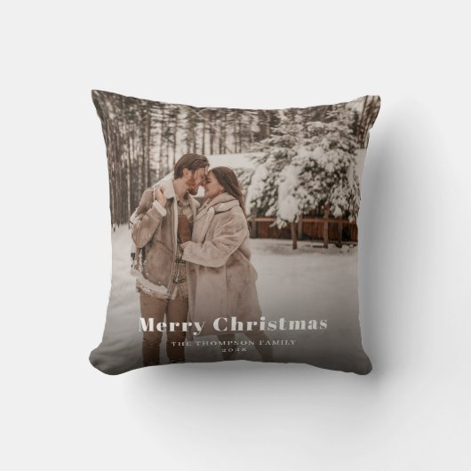 Prettig kerstfeest Foto Donker Schemerig Kussen (Voorkant)