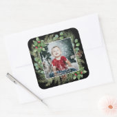 Prettig Kerstfeest Foto Groene Rechthoek Vierkante Sticker (Envelop)