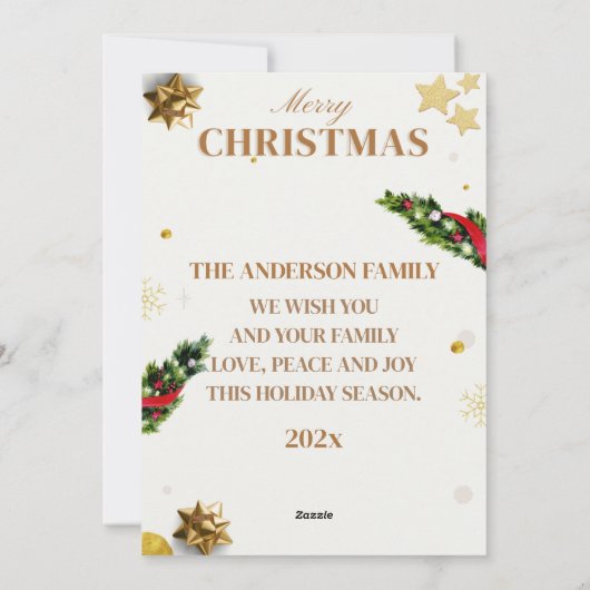 Prettig Kerstfeest Foto Klassieke Gouden Kerstkaar Feestdagenkaart (Achterkant)