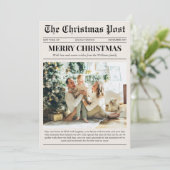 Prettig kerstfeest Foto Krant Feestdagenkaart (Staand voorkant)