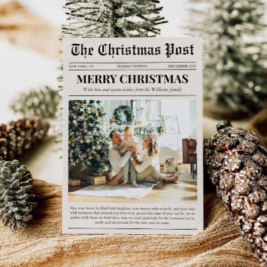 Prettig kerstfeest Foto Krant Feestdagenkaart