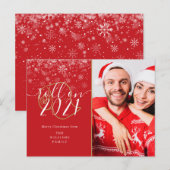 Prettig kerstfeest Foto leuk Rol op nieuwjaar Feestdagenkaart (Voorkant / Achterkant)