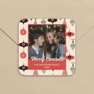 Prettig kerstfeest Foto Mid Century Modern Sticker