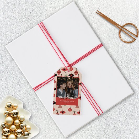 Prettig kerstfeest foto midcentury modern cadeaulabel