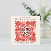 Prettig Kerstfeest Foto Modern Krachtig Rode Bloem Feestdagenkaart (Staand voorkant)