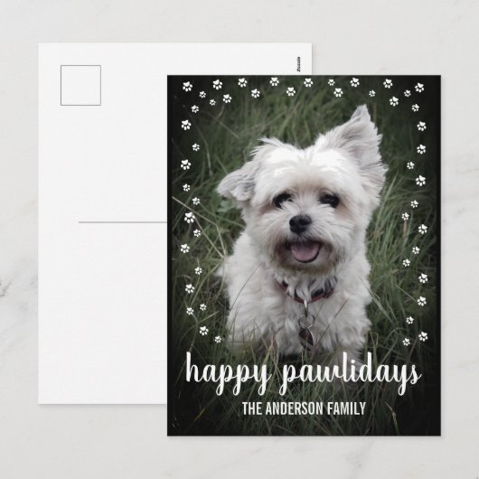 Prettig Kerstfeest Foto Moderne Hond Kerstmis Feestdagenkaart (Voorkant / Achterkant)