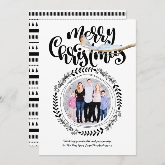 PRETTIG KERSTFEEST FOTO Moderne Kerstelijke Robin  Kaart (Voorkant / Achterkant)