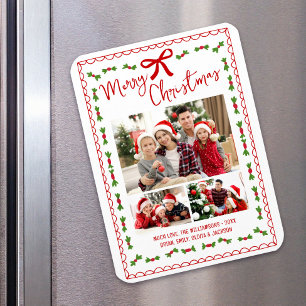 Prettig kerstfeest foto Rode handgetekende Doodles Magneet