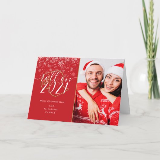 Prettig kerstfeest Foto Rol naar nieuwjaar  Leuk Feestdagen Kaart (Voorkant)