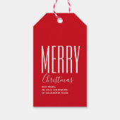 Prettig kerstfeest foto rood cadeaulabel (Voorkant)
