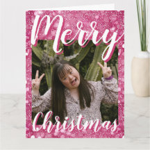 Prettig kerstfeest foto roze glans