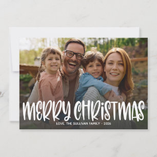 Prettig kerstfeest foto typografie Familie Feestdagenkaart