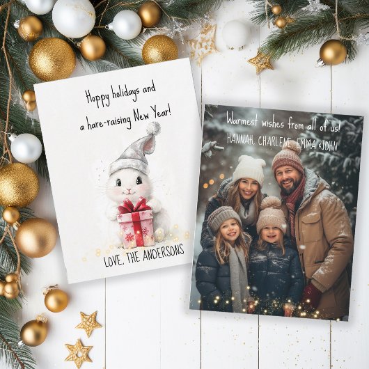 Prettig Kerstfeest Foto Winter Konijn Kerstmis Feestdagenkaart