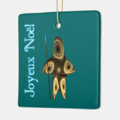 Prettig Kerstfeest - Fractale Inuit-jager Keramisch Ornament (Links)