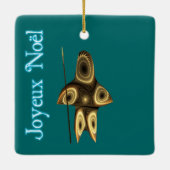 Prettig Kerstfeest - Fractale Inuit-jager Keramisch Ornament (Achterkant)