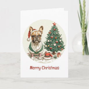 Prettig kerstfeest Franse Bulldog Elf Hond Feestdagen Kaart
