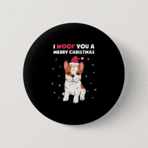 Prettig kerstfeest Franse Bulldog Hond Liefde Ronde Button 5,7 Cm