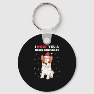 Prettig kerstfeest Franse Bulldog Hond Liefde Sleutelhanger