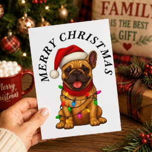 Prettig kerstfeest Franse Bulldog met Kerstmannenh Feestdagenkaart