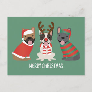 Prettig kerstfeest Franse Bulldoggen Briefkaart