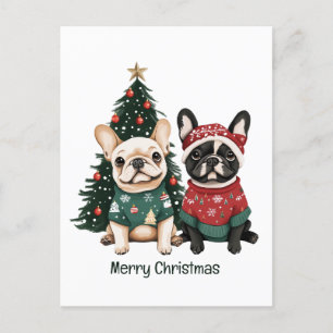 Prettig kerstfeest Franse Bulldoggen Feestdagenkaart