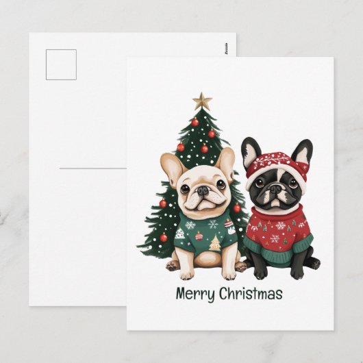 Prettig kerstfeest Franse Bulldoggen Feestdagenkaart (Voorkant / Achterkant)