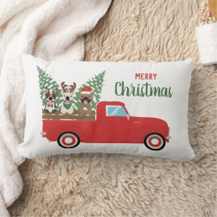 Prettig kerstfeest Franse Bulldoggen Rode Pick-up Kussen