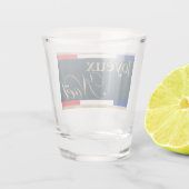 Prettig kerstfeest Franse vlag Kerstmis Shot Glas (Achterkant)