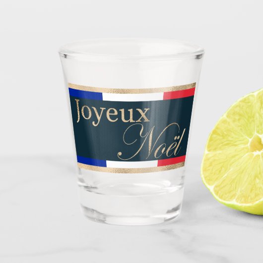 Prettig kerstfeest Franse vlag Kerstmis Shot Glas (Voorkant)
