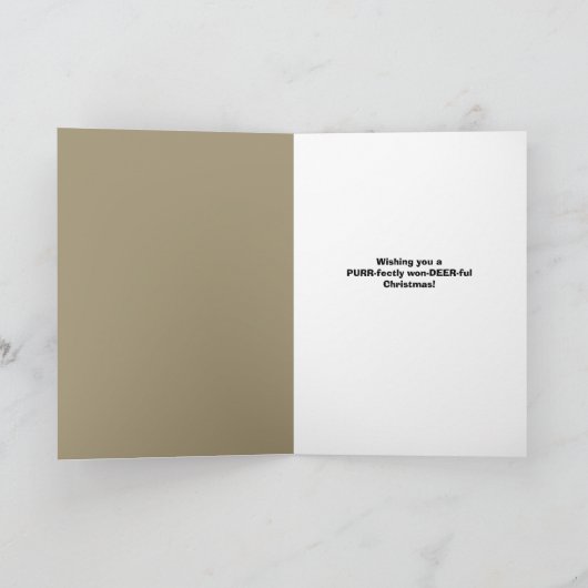 Prettig kerstfeest Fun kat met rendiergewei Feestdagen Kaart (Binnen)