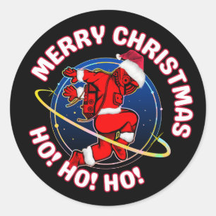 PRETTIG KERSTFEEST FUN SPACE RUIMTEVAARTDER RONDE STICKER