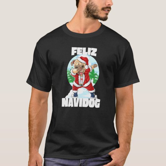 Prettig kerstfeest Funny Dabbing Pug Kerstman Chri T-shirt (Voorkant)