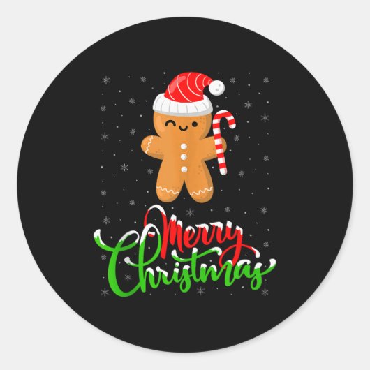 Prettig kerstfeest Funny Gemberkoek Bakken Ch Ronde Sticker (Voorkant)