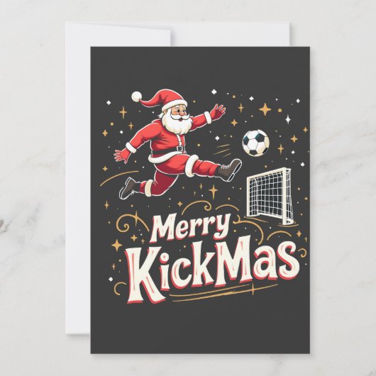 Prettig Kerstfeest Funny Kerstman Voetballiebhebbe Kaart (Voorkant)