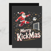 Prettig Kerstfeest Funny Kerstman Voetballiebhebbe Kaart (Voorkant / Achterkant)