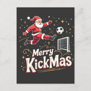 Prettig kerstfeest Funny Kerstman Voetballiefhebbe Briefkaart