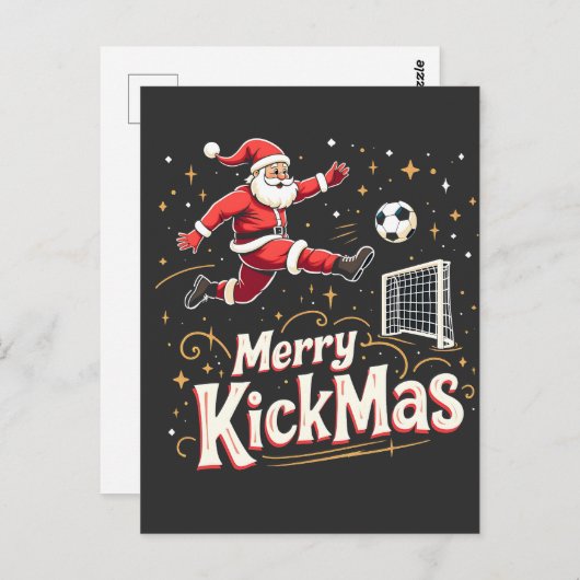 Prettig kerstfeest Funny Kerstman Voetballiefhebbe Briefkaart (Voorkant / Achterkant)