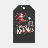 Prettig kerstfeest Funny Kerstman Voetballiefhebbe Cadeaulabel (Voorkant)