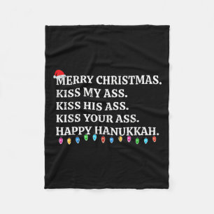 Prettig kerstfeest Funny Kiss My Kerstmis Mannen & Fleece Deken