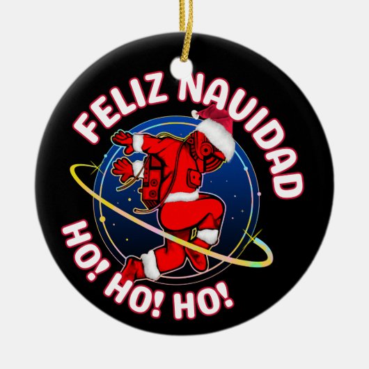 PRETTIG KERSTFEEST FUNNY SANTA ASTRONAUT KERAMISCH ORNAMENT (Voorkant)