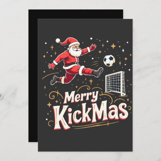 Prettig Kerstfeest Funny Santa Claus Voetbalfans Kaart (Voorkant / Achterkant)