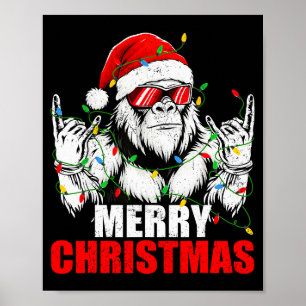 Prettig kerstfeest Funny Vintage Bigfoot Rock On K Poster