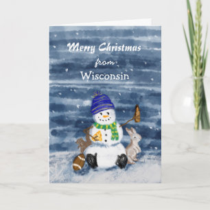 Prettig kerstfeest Funny waterverf Wisconsin Feestdagen Kaart