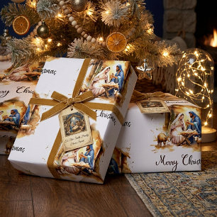 Prettig kerstfeest Geboorte Cadeaupapier