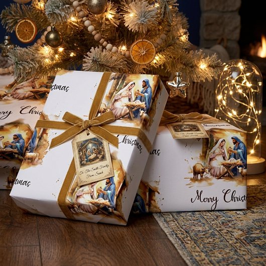 Prettig kerstfeest Geboorte Cadeaupapier